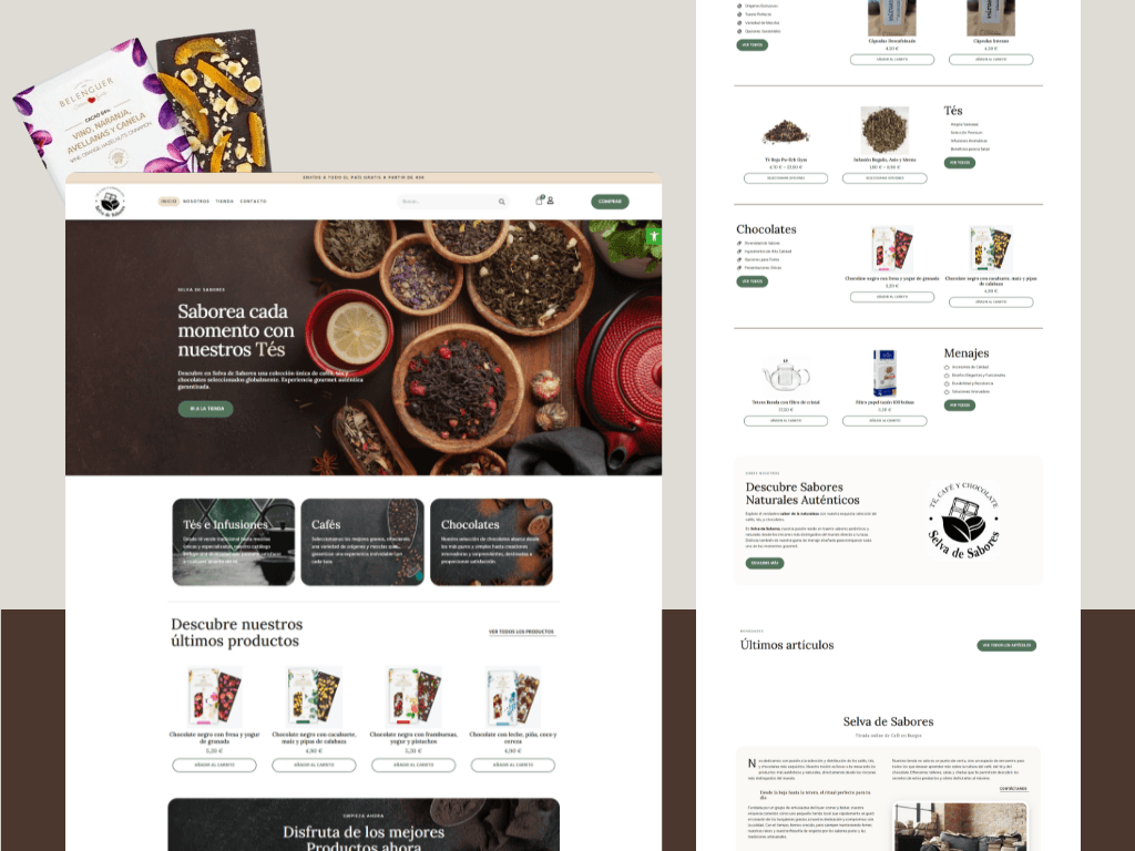 Diseño web premium en Tarragona para restaurante y tienda de alimentación Selva de Sabores